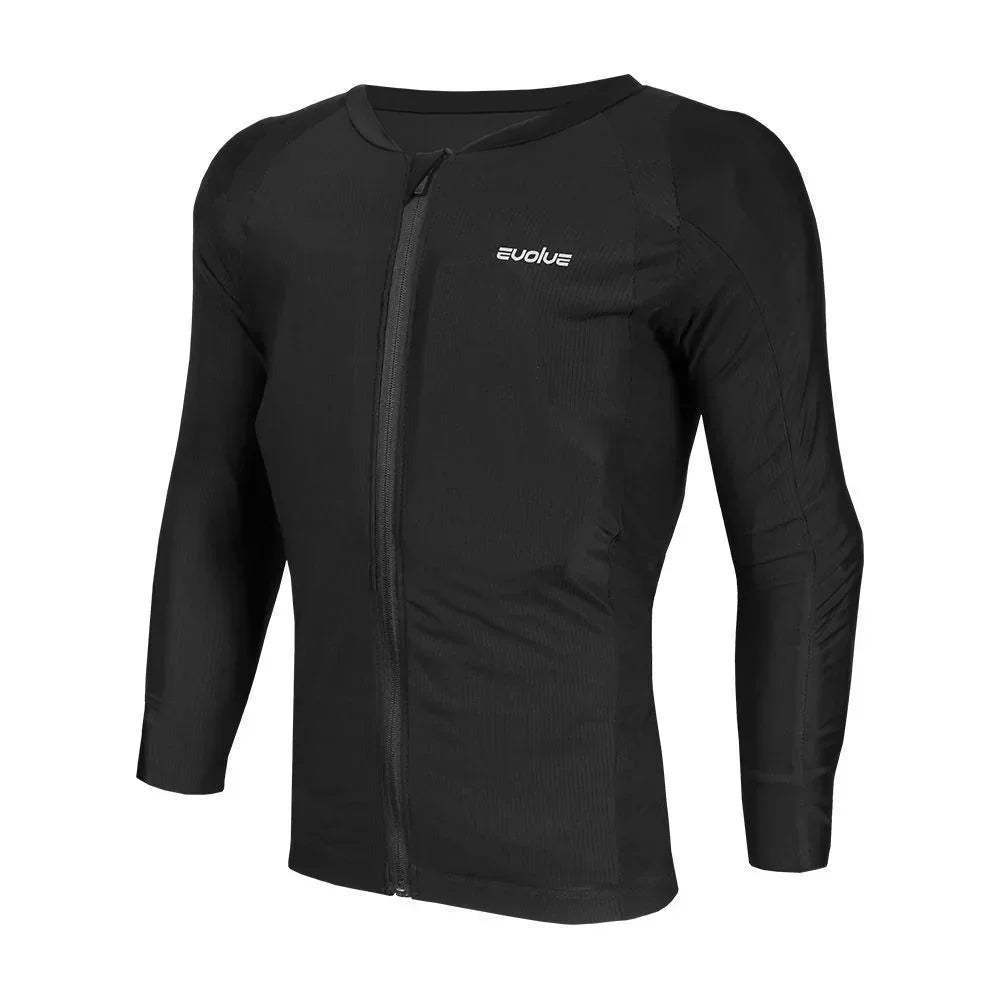 Maillot de protection dorsale BMX noir à fermeture éclair, marque Evolve, pour vélo tout terrain et freestyle