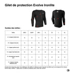 Gilet de protection Evolve Ironlite pour BMX, guide des tailles avec mesures détaillées pour enfants et adultes