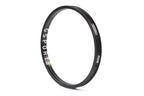 Black BMX bike rim with GSPORT logo, lightweight aluminum, isolated on white background