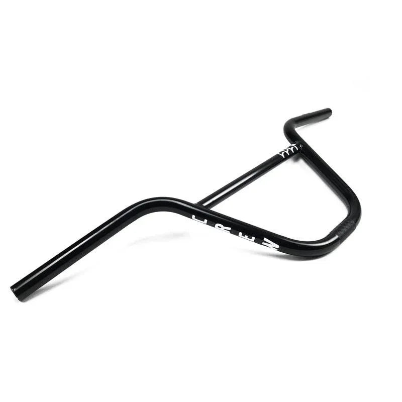Guidon BMX noir avec logo blanc, design robuste pour freestyle et tricks