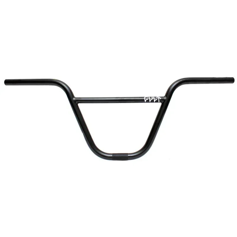 Guidon BMX noir avec logo, design robuste pour vélo de freestyle