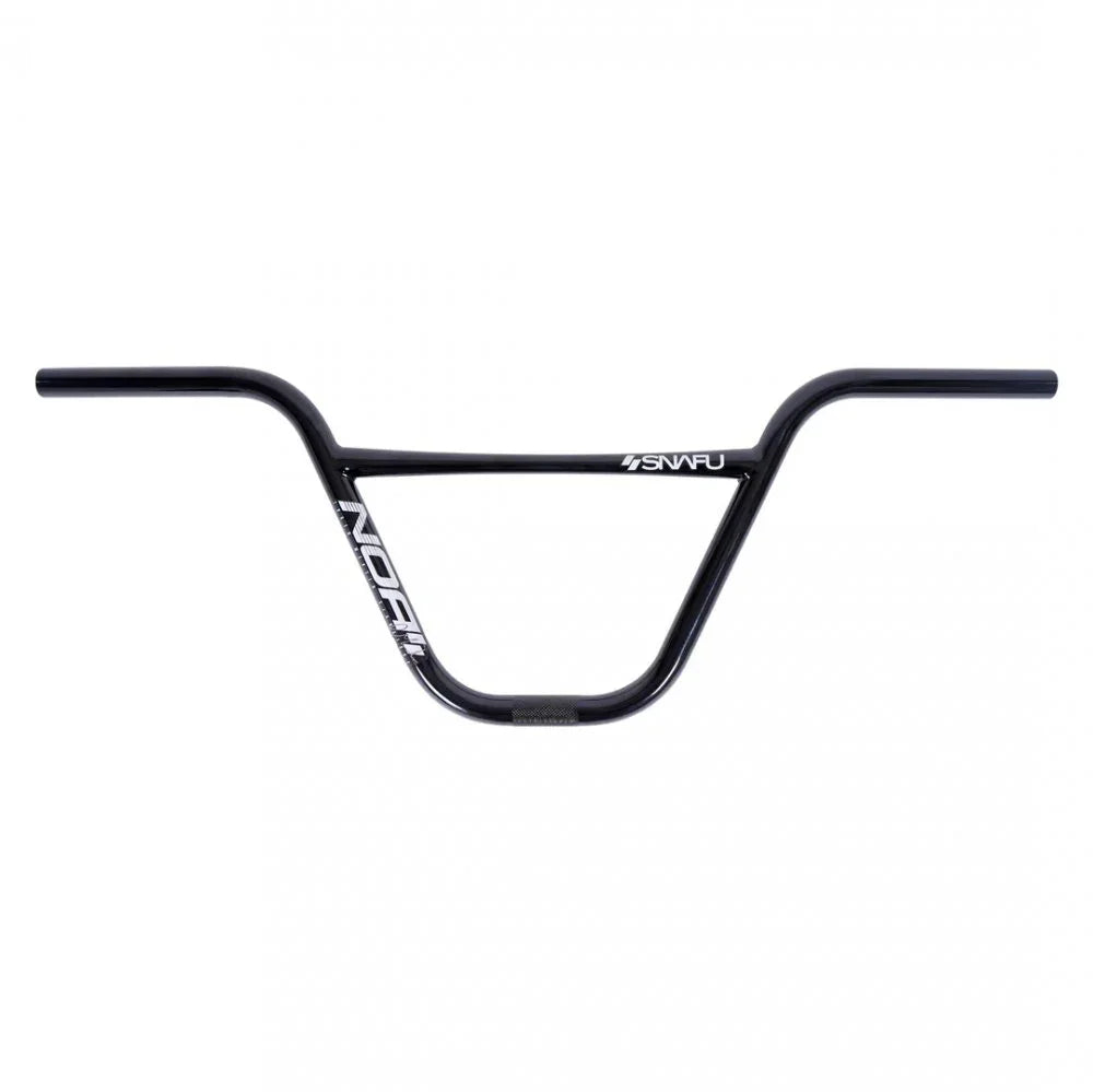Guidon BMX noir avec logo SNARU, design robuste pour freestyle