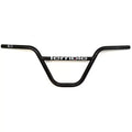 Gloss black BMX handlebar with white logo, classic style for freestyle bikes
