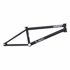Matte black BMX bike frame with Lunatic and Hyper logos on a white background