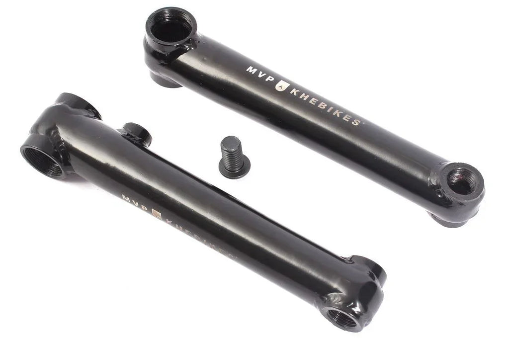 pédaliers KHE de vélo BMX noirs MVP KHEBIKES avec un boulon sur fond blanc