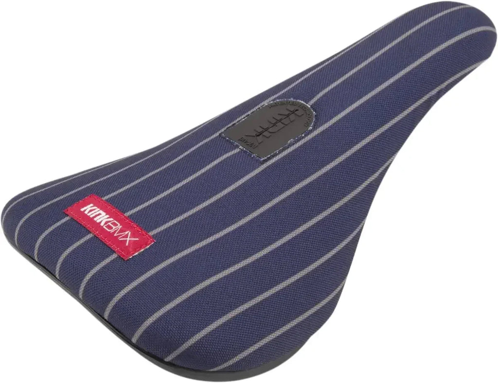 Selle BMX Kink à rayures bleues et grises, design urbain pour vélo freestyle