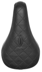 Selle BMX noire avec motif losange et coutures, design ergonomique pour confort et style