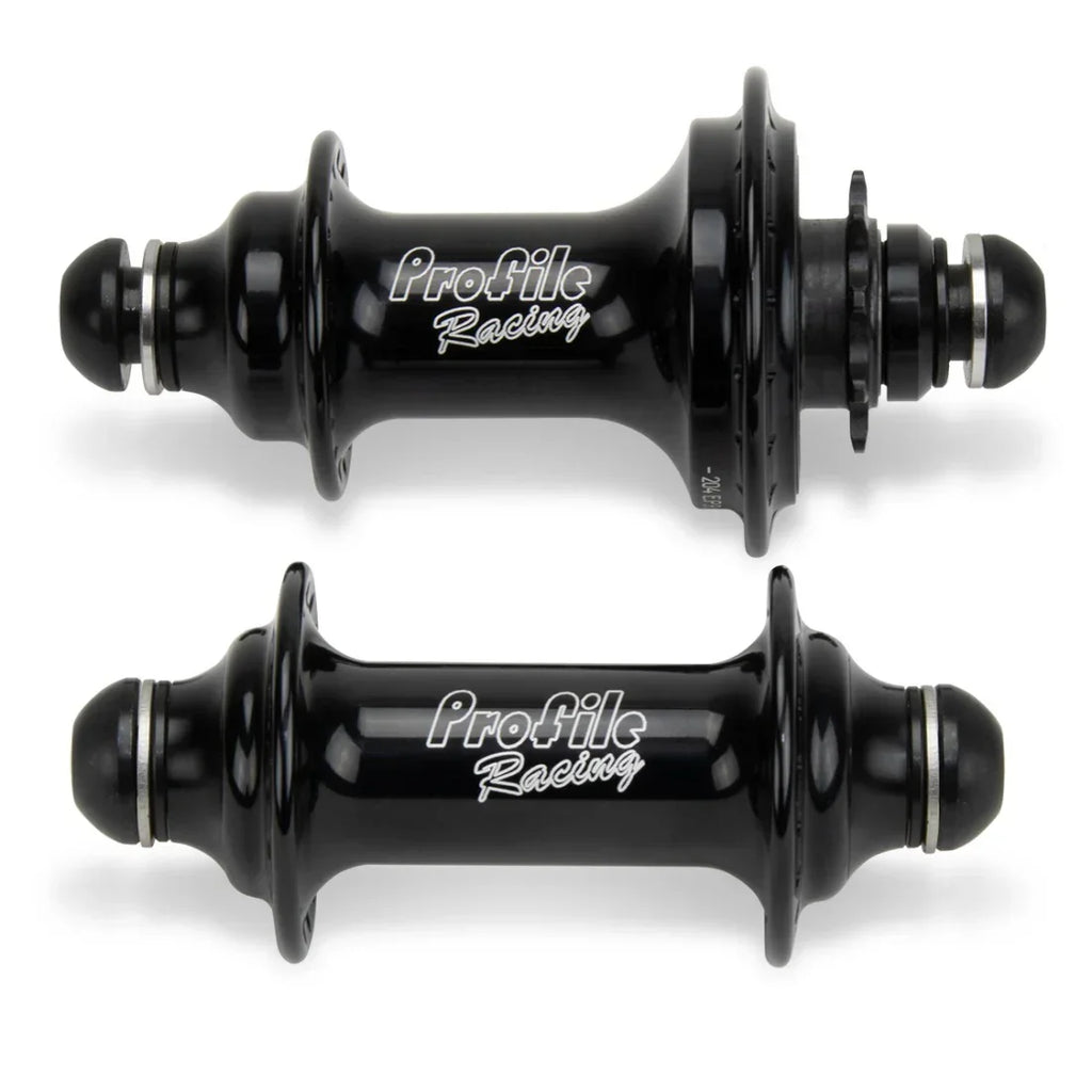 Moyeux BMX noirs Profile Racing, pièces de vélo de course robustes et stylées