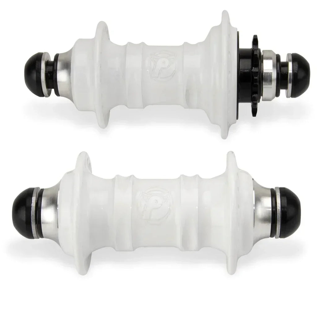 Roulements de moyeu BMX blancs avec joints noirs et détails métalliques, pour vélo tout terrain