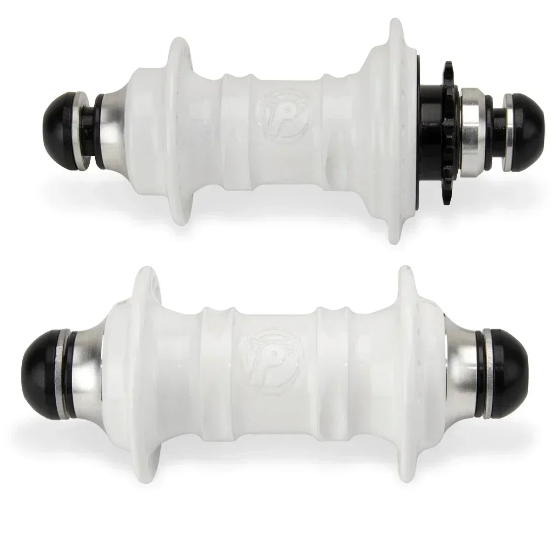 Roulements de moyeu BMX blancs avec joints noirs et détails métalliques, pour vélo tout terrain