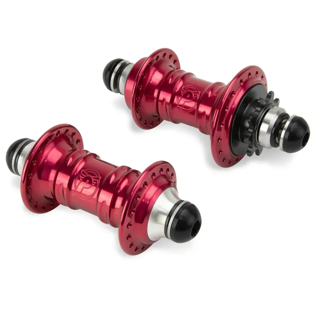 Roues BMX rouges avec moyeux en aluminium et joints noirs, pièces de vélo de freestyle
