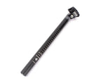 Black 25.4mm x 350mm mountain bike seatpost with measurement markings on white background
