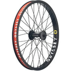 Roue BMX Odyssey noire avec jante rouge et rayons noirs, design robuste pour freestyle