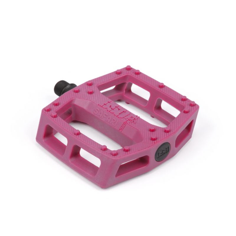 Pédales BMX BSD Safari PC coloris Berry, signature Reed Stark