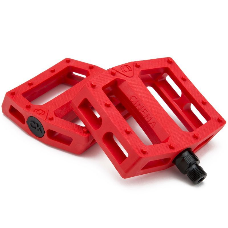 Pédales BMX Cinema CK coloris rouge, signature Chad Kerley