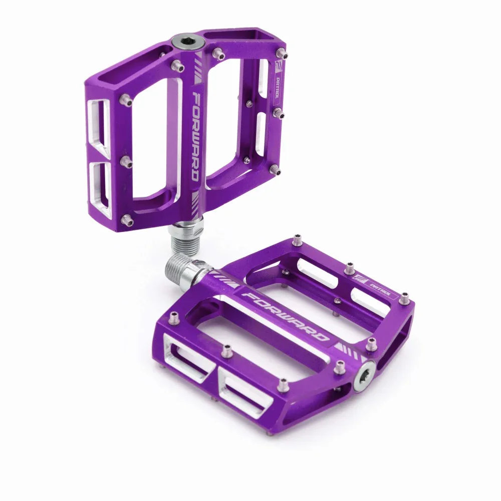 Pédales BMX violettes Forward avec plateforme en aluminium et vis anti-dérapantes pour vélo de freestyle