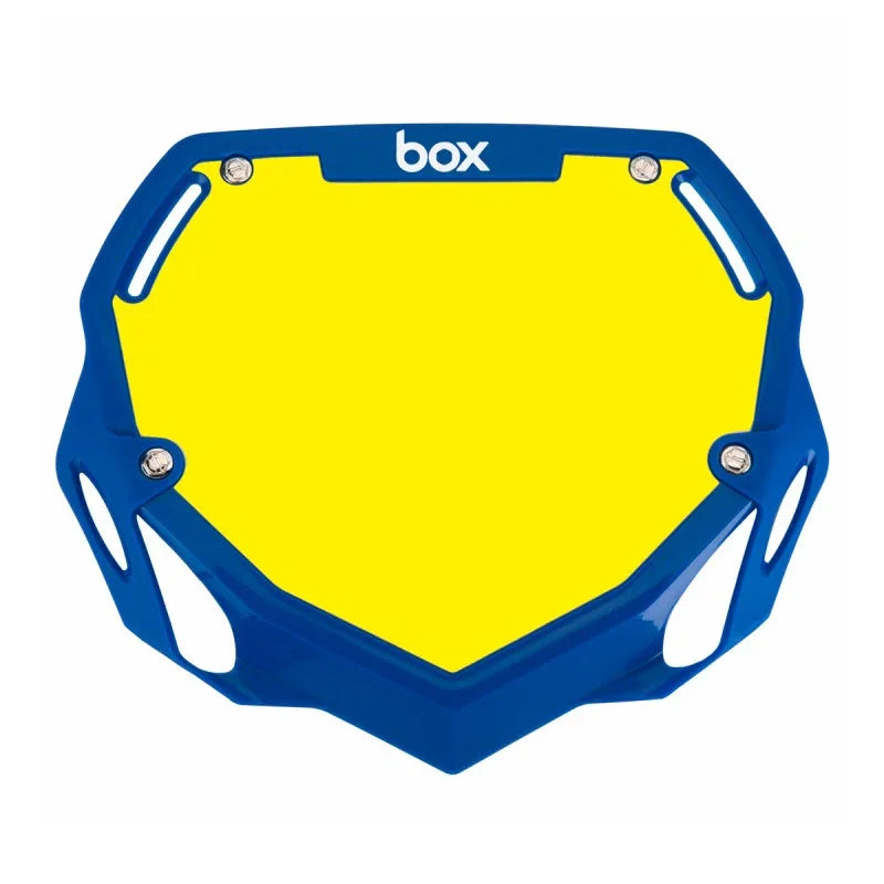 plaque frontale bleu et jaune pour BMX avec logo box