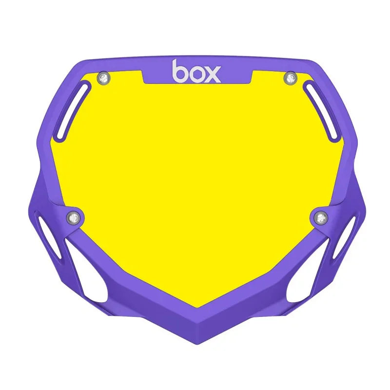 plaque box race violet et jaune pour BMX avec logo box