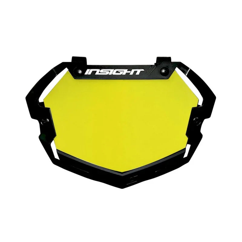 plaque bmx race BMX jaune Insight avec montage noir, accessoire de protection pour vélo tout terrain