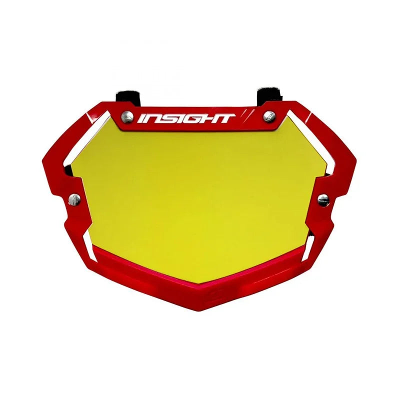 plaque à numéro BMX rouge avec lentille jaune, modèle Insight, pour protection et style en vélo tout terrain