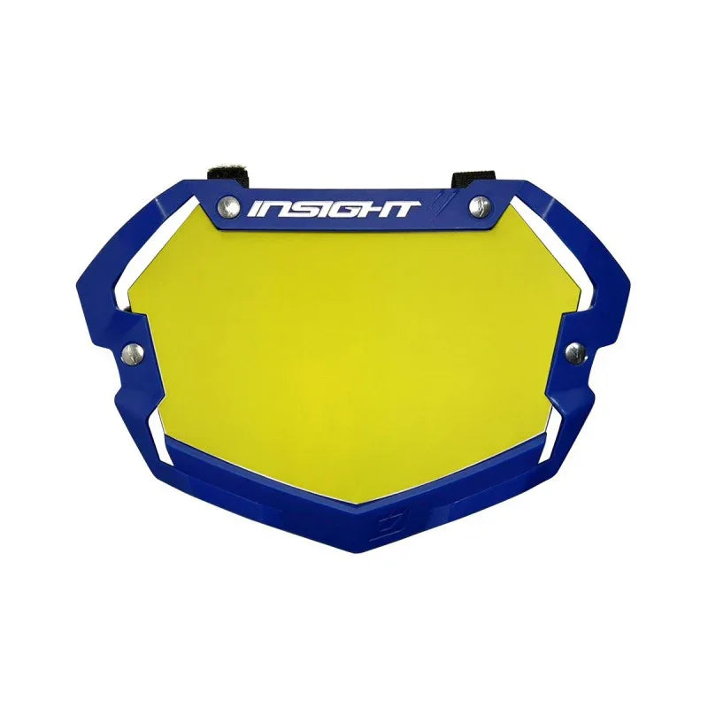 plaque insight BMX bleue avec lentille jaune Insight, protection pour vélo tout terrain