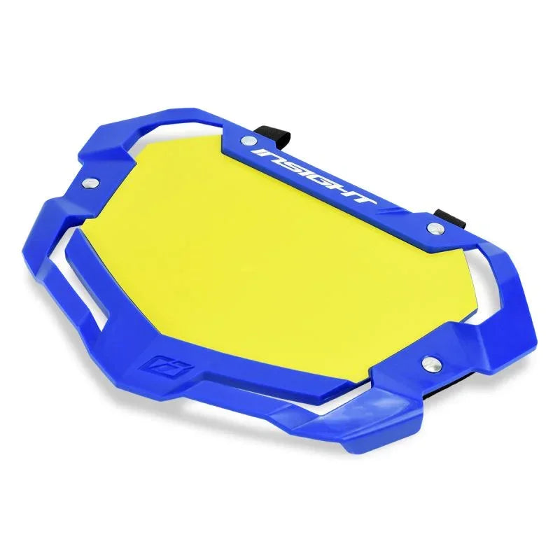 Protège-canon bleu et jaune pour BMX avec logo Insight, design robuste et ergonomique