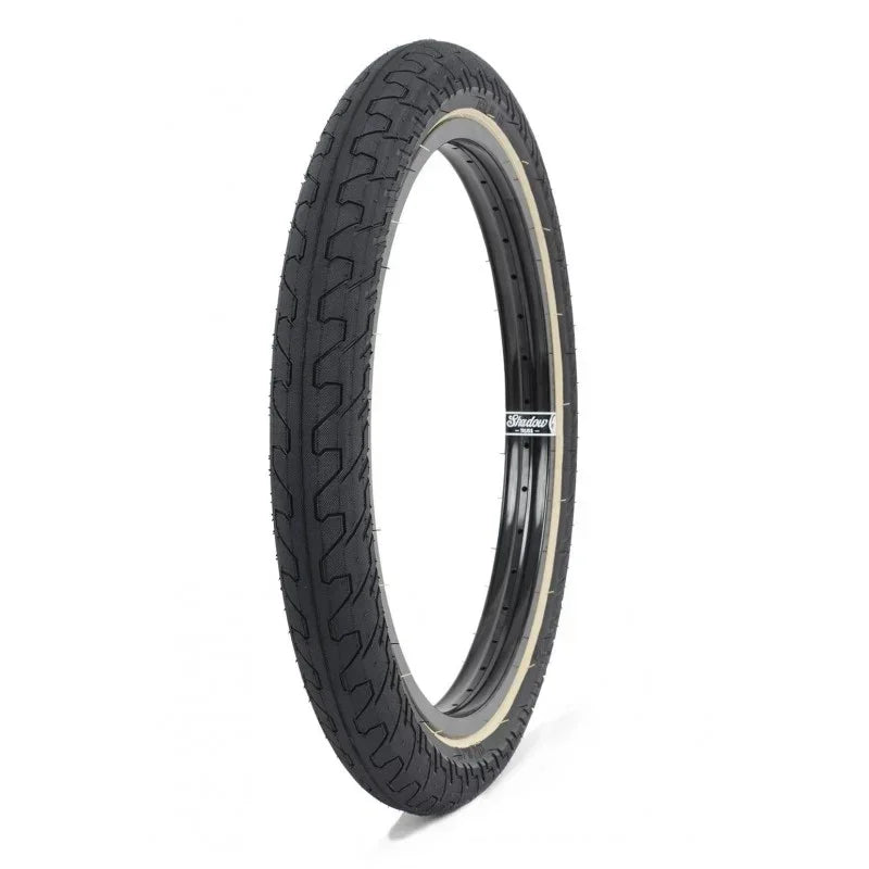 Pneu de BMX noir Shadow avec flanc beige et bande de roulement sculptée