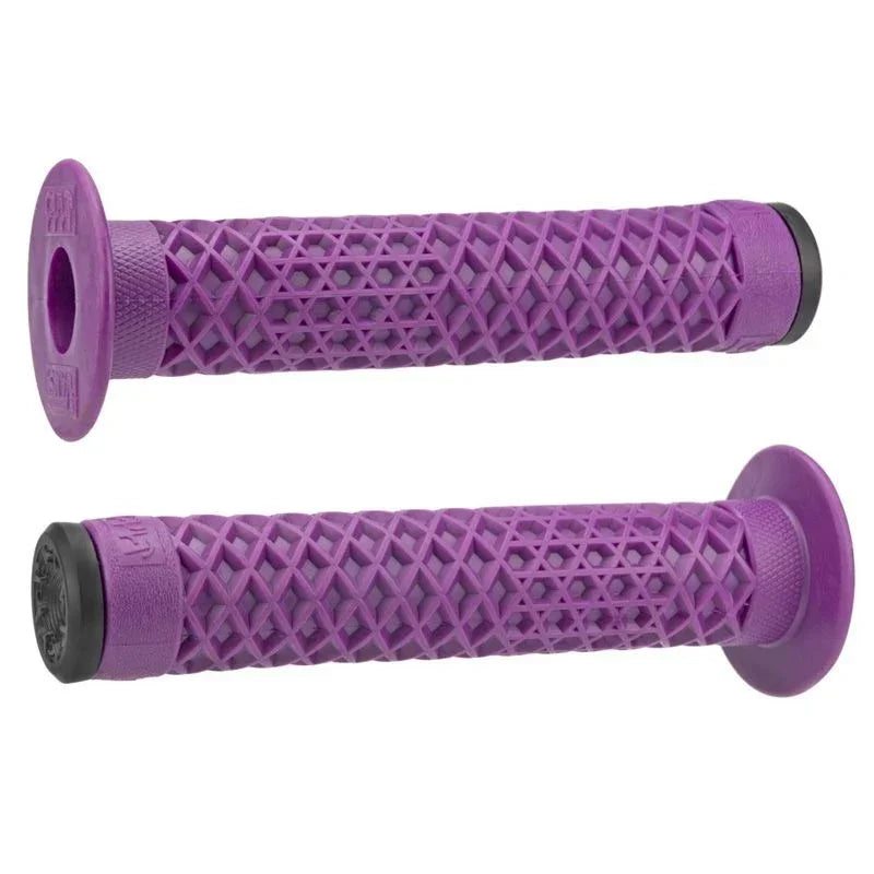 Poignées BMX violettes avec motif géométrique antidérapant pour vélo freestyle