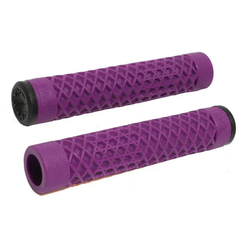 Poignées BMX violettes avec motif géométrique antidérapant pour vélo de freestyle