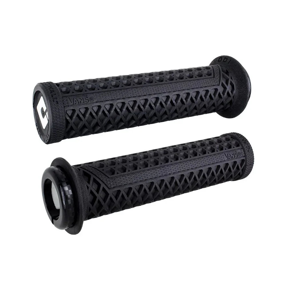 Poignées BMX noires Vans avec motif losange et grip texturé pour vélo de rue