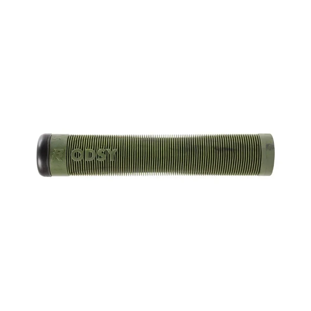 Poignée BMX verte texturée avec logo ODYSSEY, grip antidérapant pour vélo freestyle