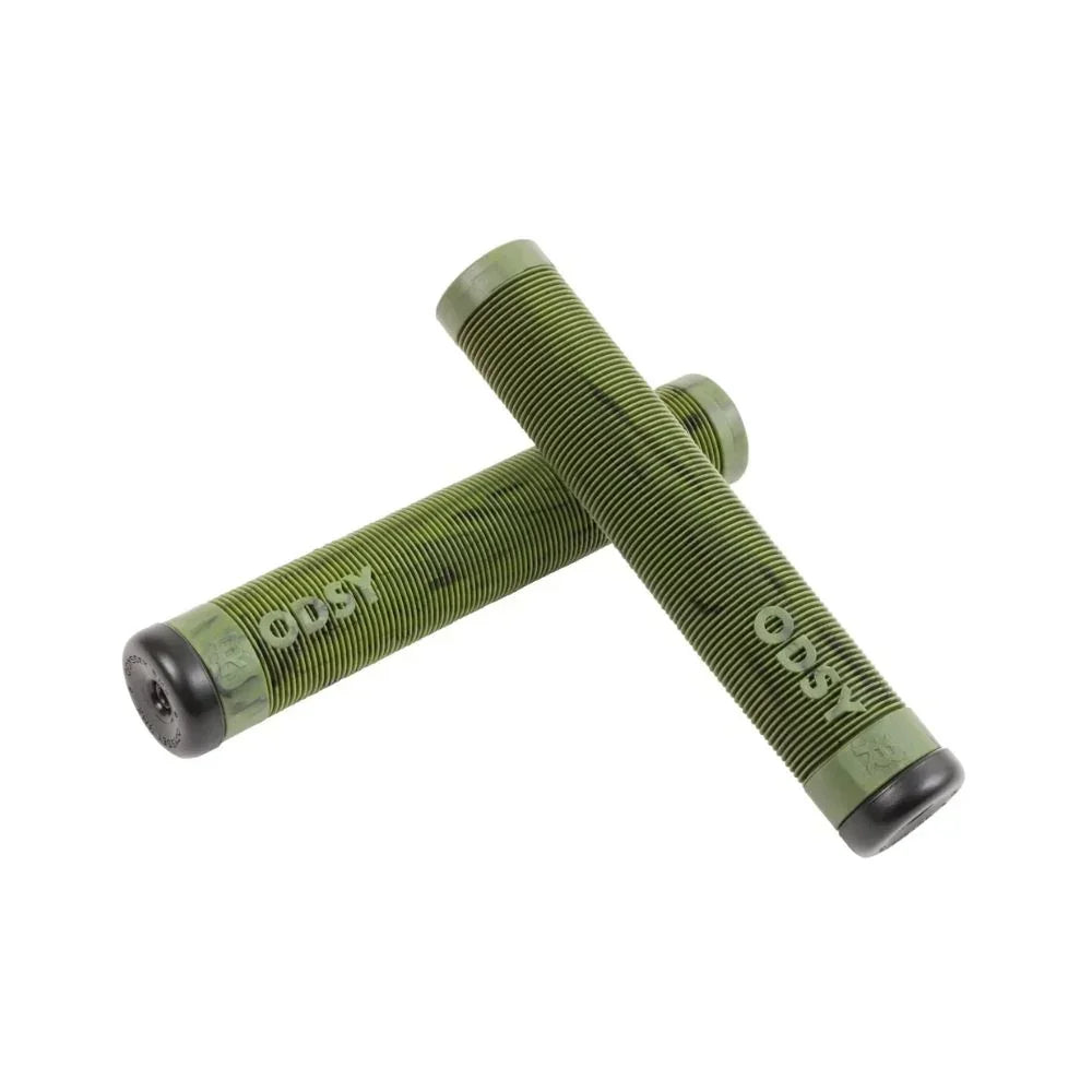 Poignées BMX vertes texturées ODSY pour vélo tout terrain, grip antidérapant