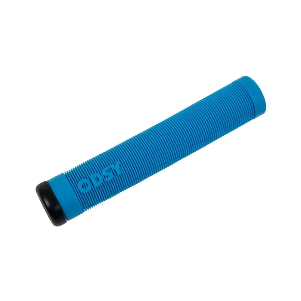 Poignée de vélo BMX bleue texturée avec logo ODSY, grip antidérapant pour vélo freestyle