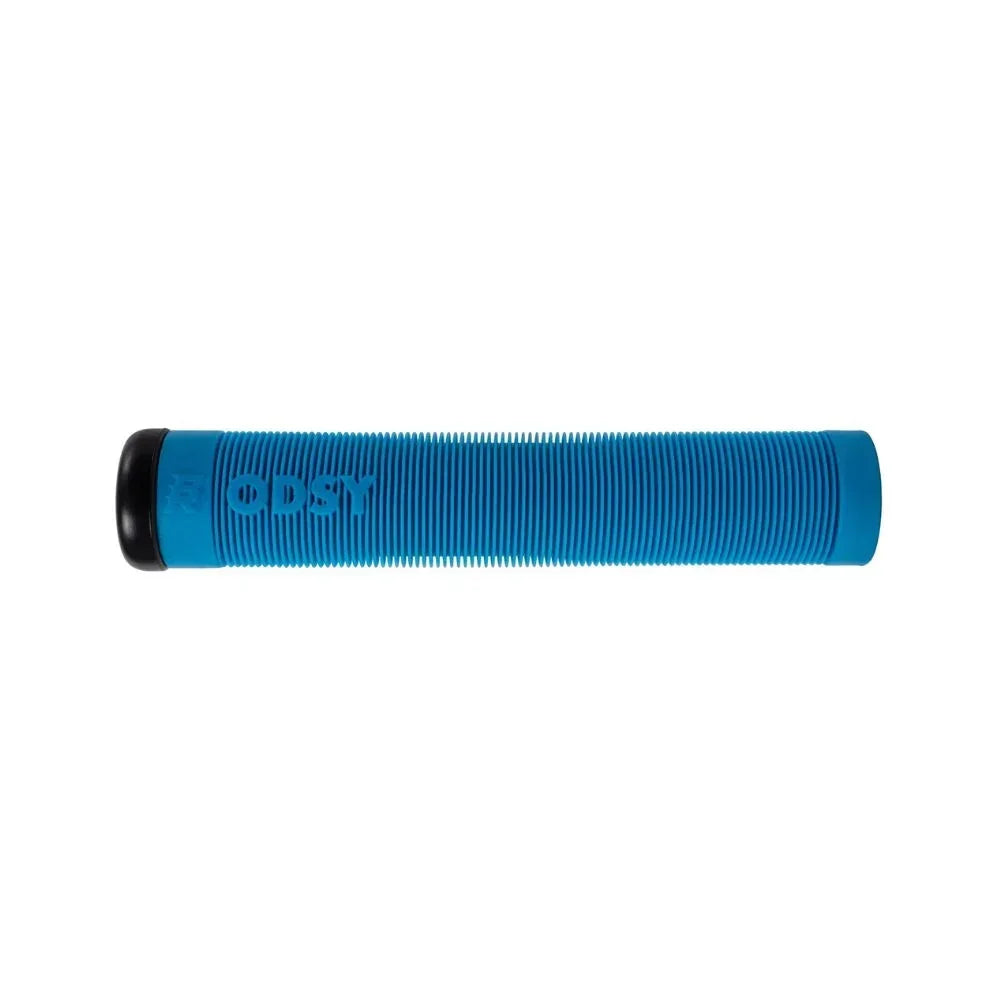 Poignée de vélo BMX bleue texturée avec logo ODSY, grip antidérapant pour vélo freestyle