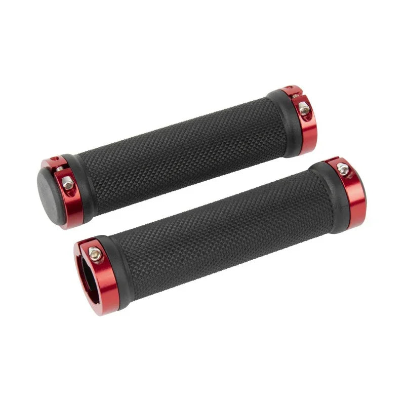 Poignées BMX noires texturées avec extrémités rouges en aluminium, pour vélo de freestyle