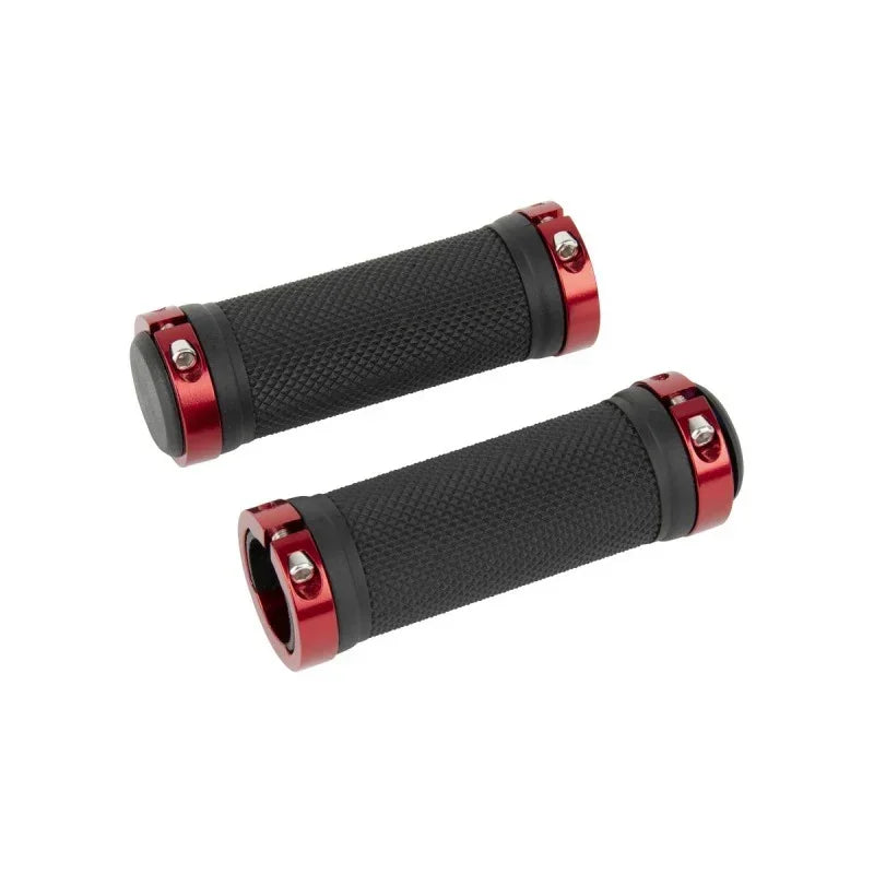 Poignées BMX noires avec extrémités rouges, grip texturé pour vélo freestyle