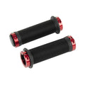 Poignées BMX noires texturées avec embouts rouges en aluminium, grip antidérapant pour vélo de freestyle