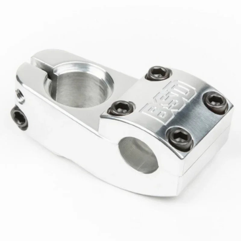 Potence BMX en aluminium argenté avec gravure BSD