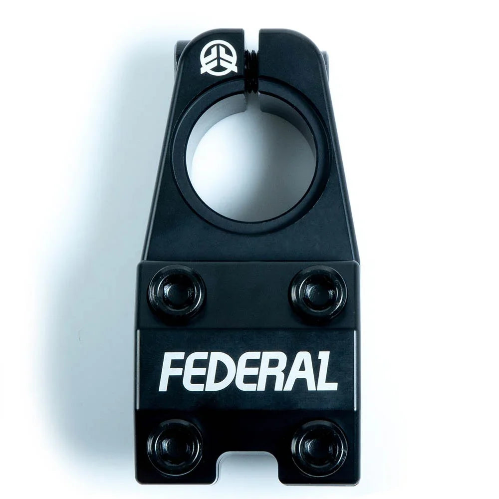 Potence BMX Federal noire avec logo et vis apparentes