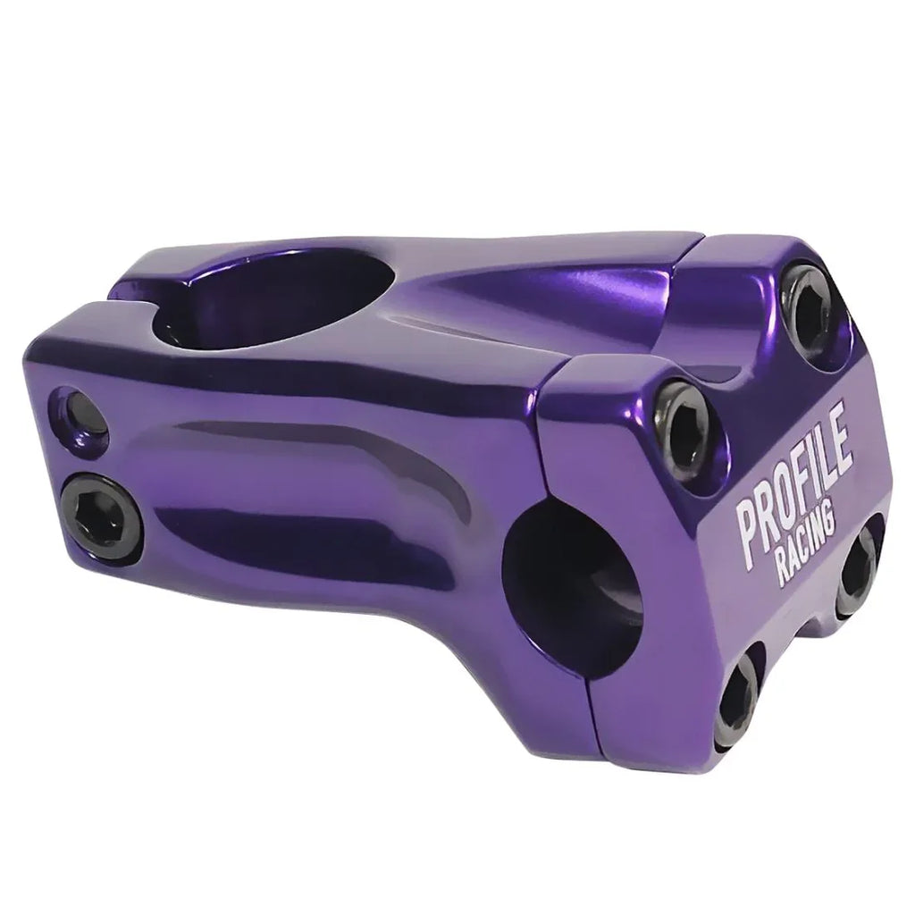 Potence BMX violette Profile Racing, composant de vélo freestyle robuste et léger