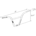 BMX handlebar diagram with 29-inch width, 10.3-inch sweep, and 9 or 9.5-inch rise
