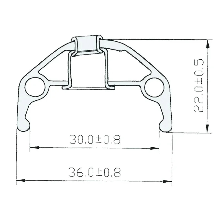 Schéma technique avec dimensions d'un fond de jante MTBL pour jante Halo SAS 26".