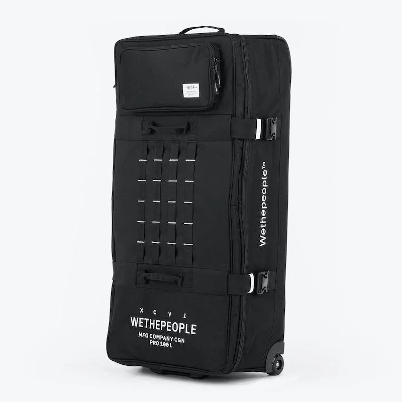 Sac de voyage noir Wethepeople avec roulettes et sangles, idéal pour BMX et déplacements