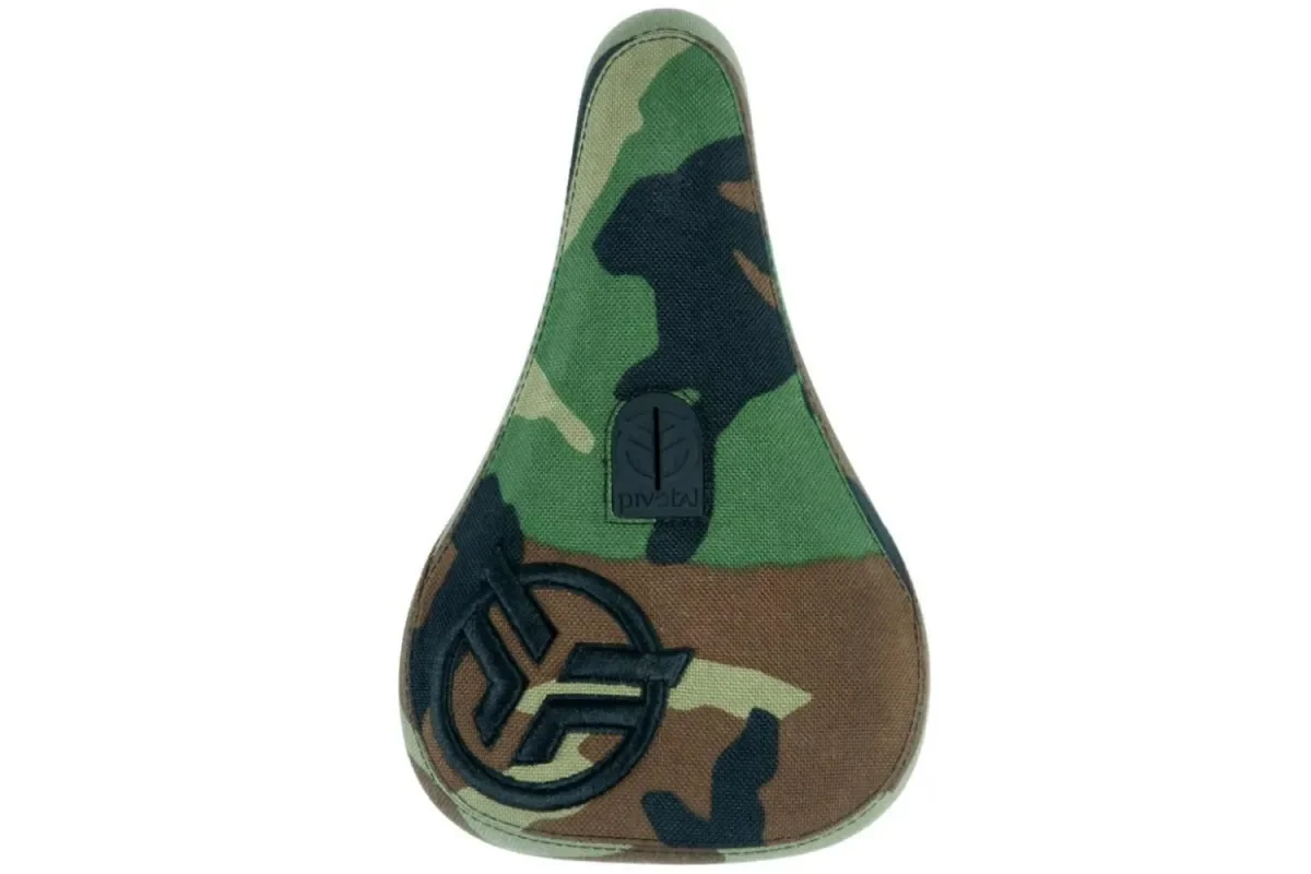 Selle BMX camouflage avec logo brodé, design militaire pour vélo freestyle