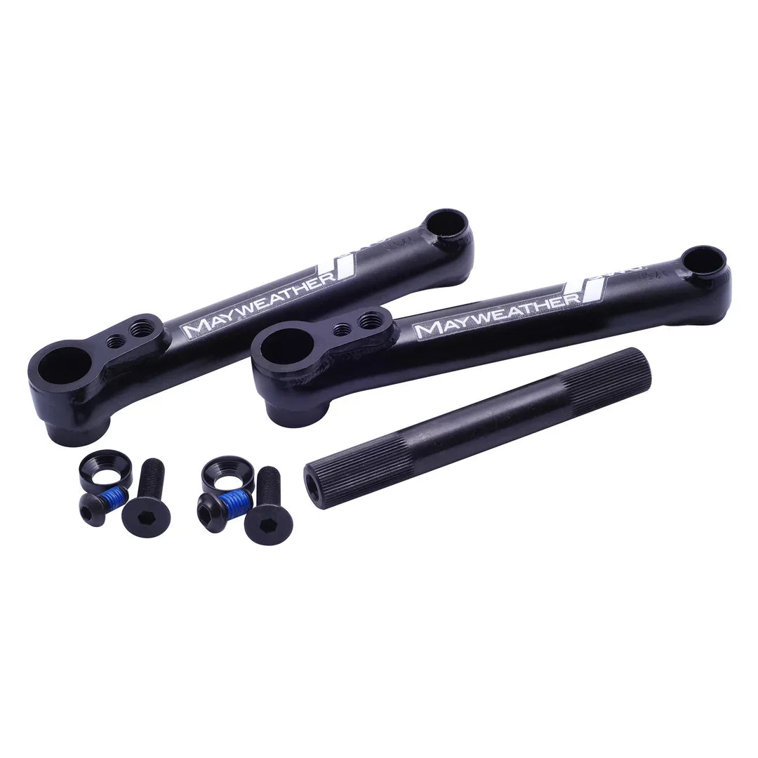 Manivelles BMX Mayweather noires avec vis bleues et accessoires