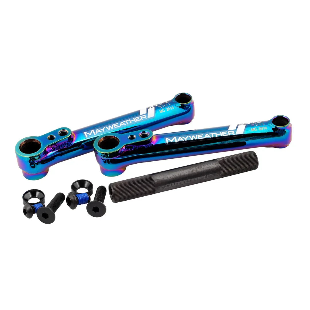 Manivelles BMX Mayweather iridescentes avec vis et axe, pièces de vélo freestyle