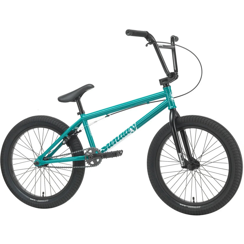 Vélo BMX Sundae bleu turquoise avec cadre robuste et pneus noirs
