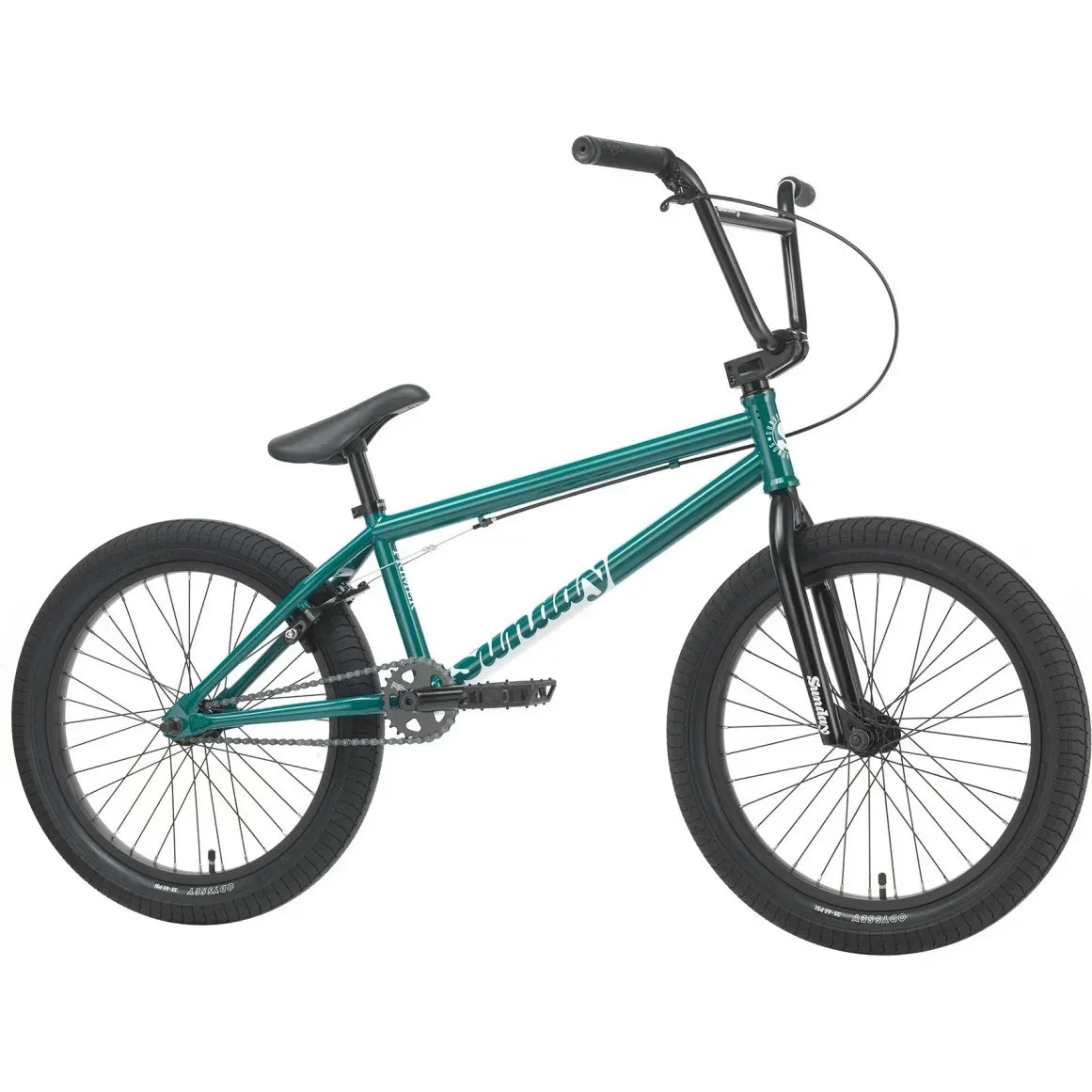 Vélo BMX Sunday vert foncé avec cadre robuste et pneus noirs
