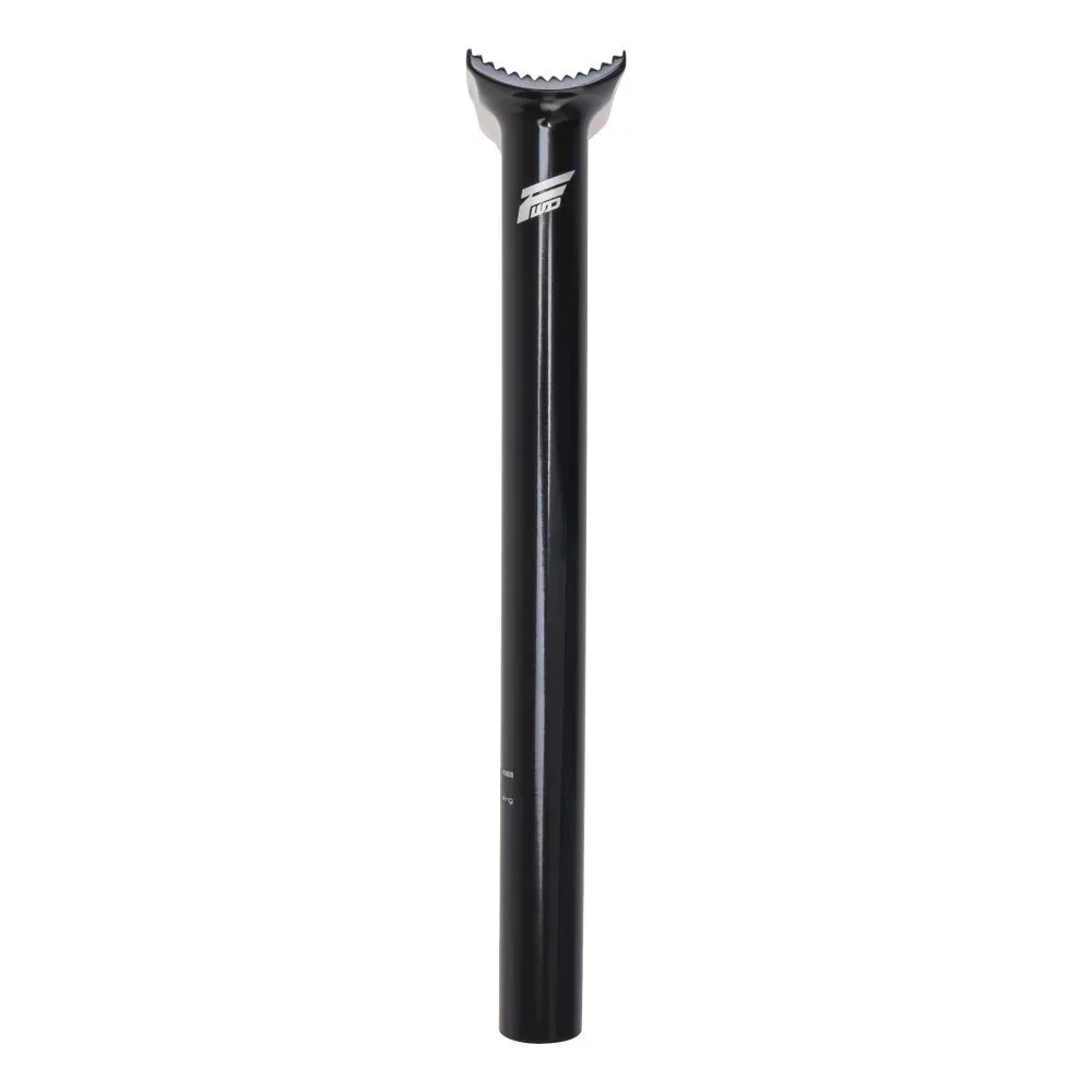 Tige de selle BMX noire avec logo blanc, design robuste pour vélo de freestyle
