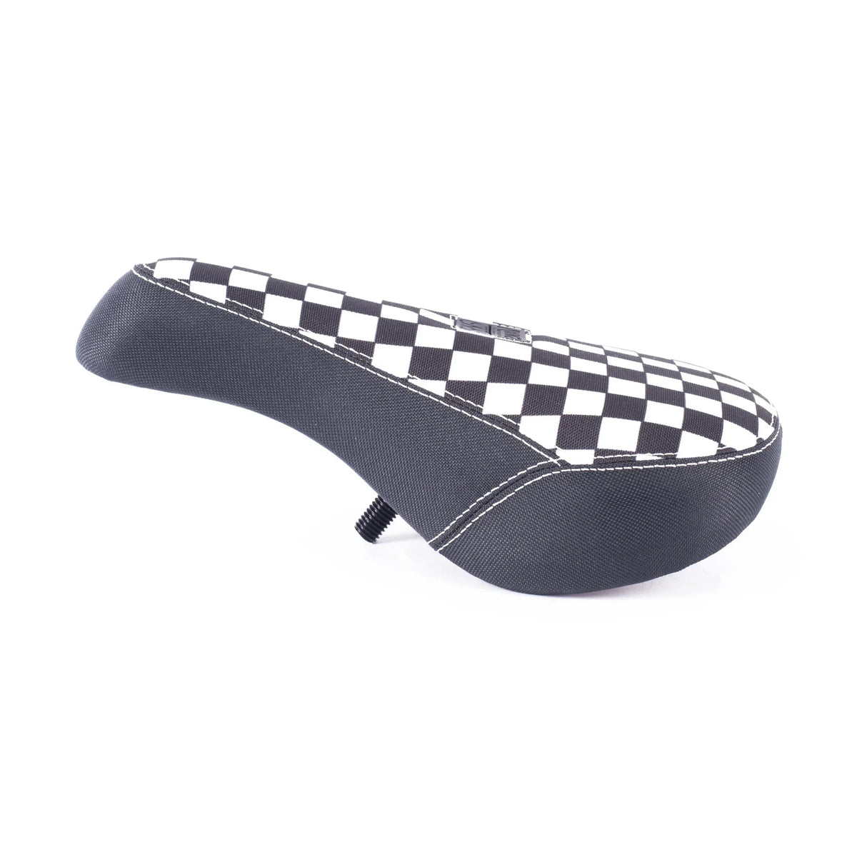 Selle BMX à motif damier noir et blanc, design robuste pour vélo de rue et tricks